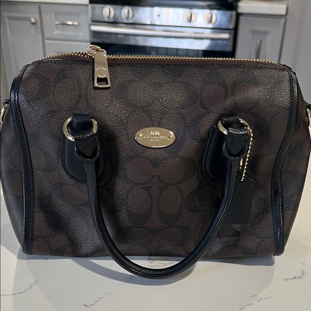 Coach Signature Brown and Black Satchel